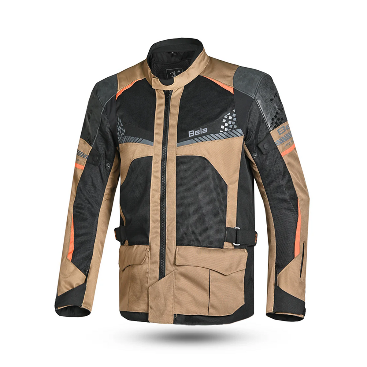 BELA Onsaker Motorcycle Textile Jacket Sand Black Orange
