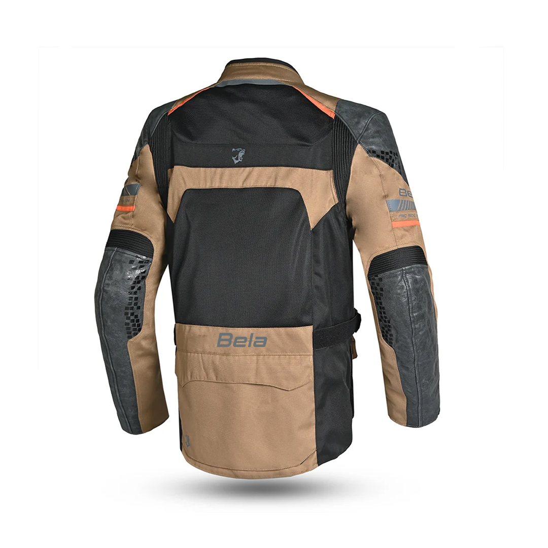 BELA Onsaker Motorcycle Textile Jacket Sand Black Orange