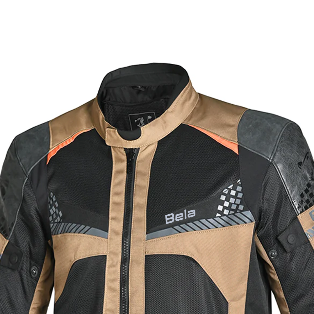 BELA Onsaker Motorcycle Textile Jacket Sand Black Orange