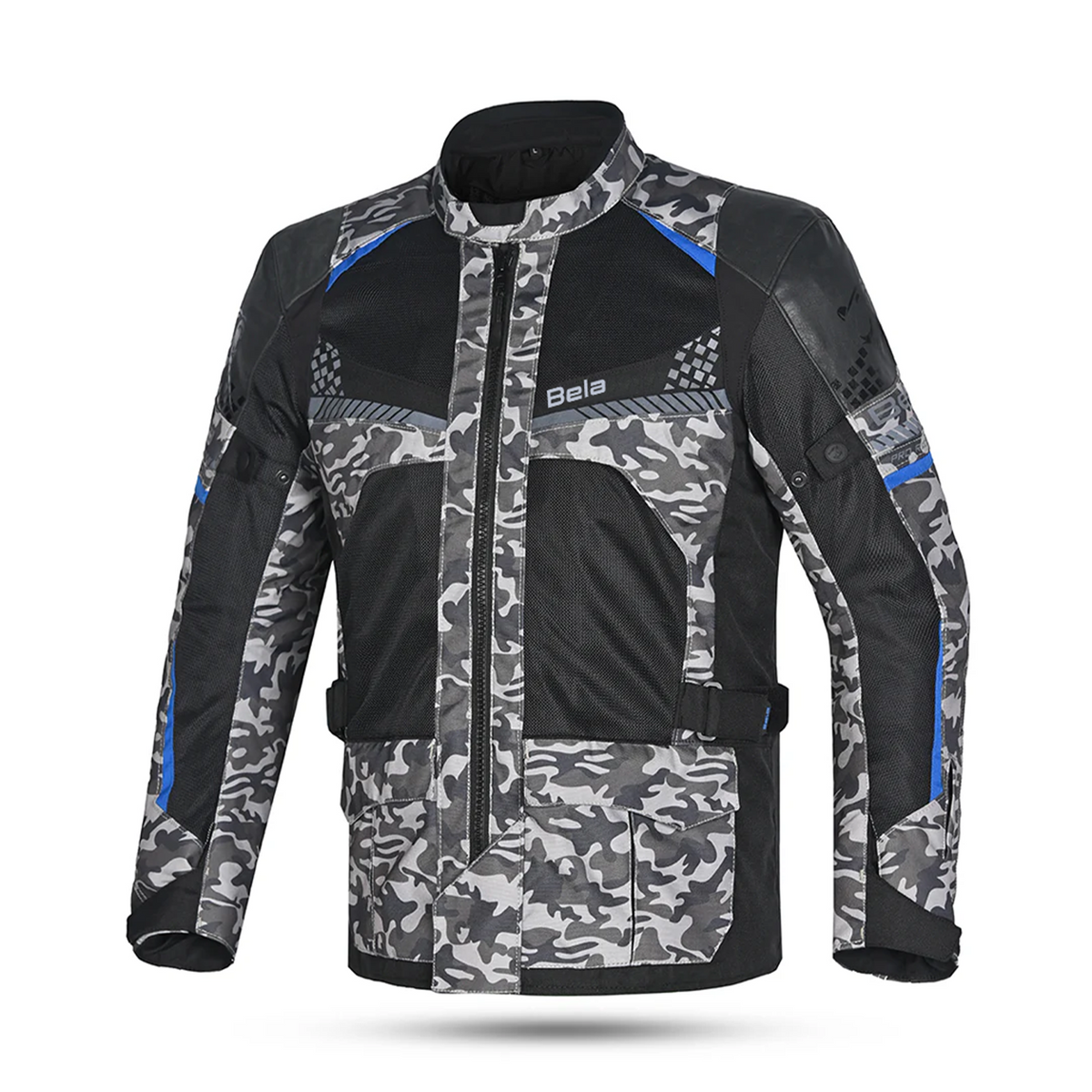 BELA Onsaker Motorcycle Textile Jacket Camo Blue Black