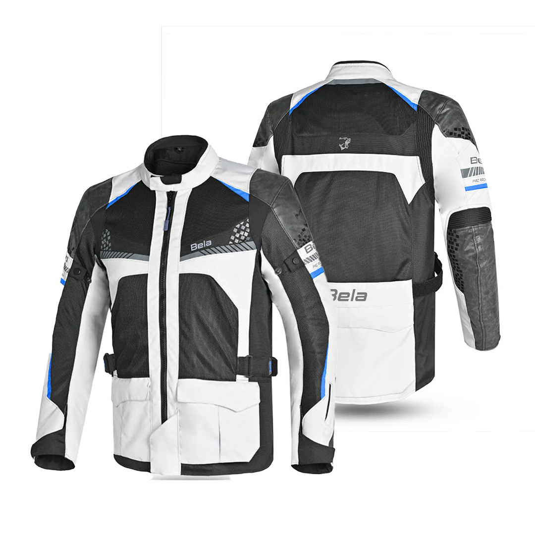 BELA Onsaker Motorcycle Textile Jacket White Black Blue