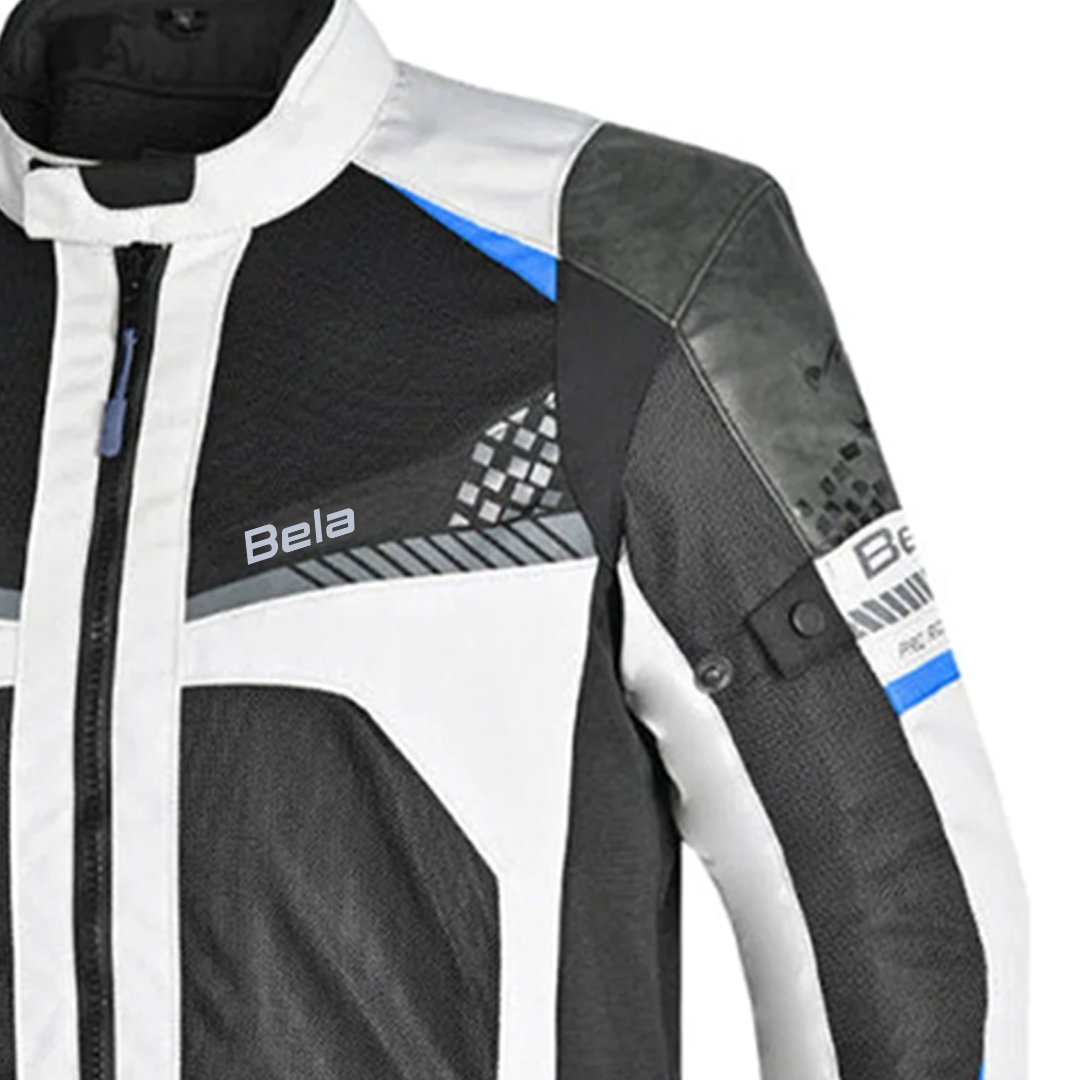 BELA Onsaker Motorcycle Textile Jacket White Black Blue
