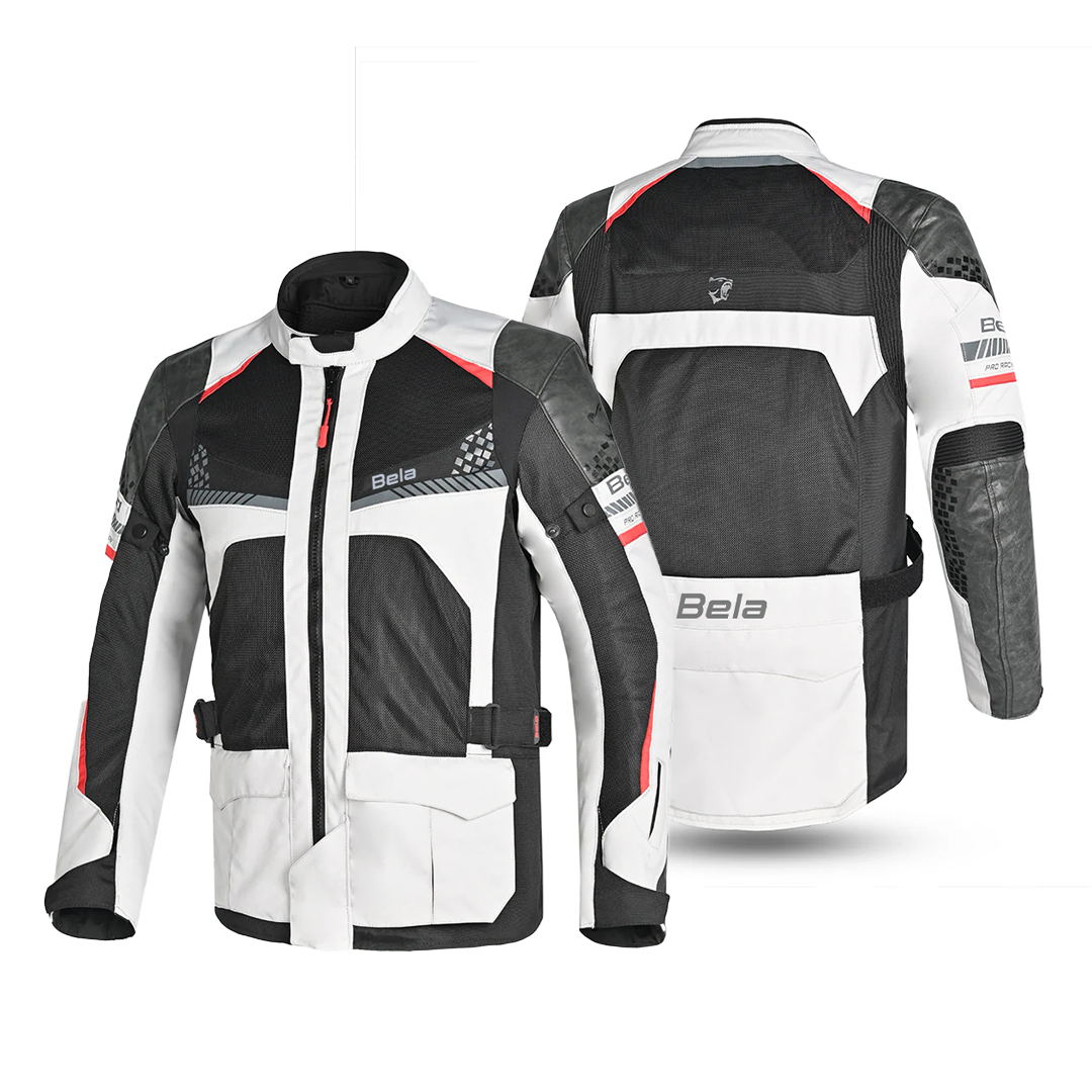 BELA Onsaker Men's Motorcycle Textile Jacket White Black Red