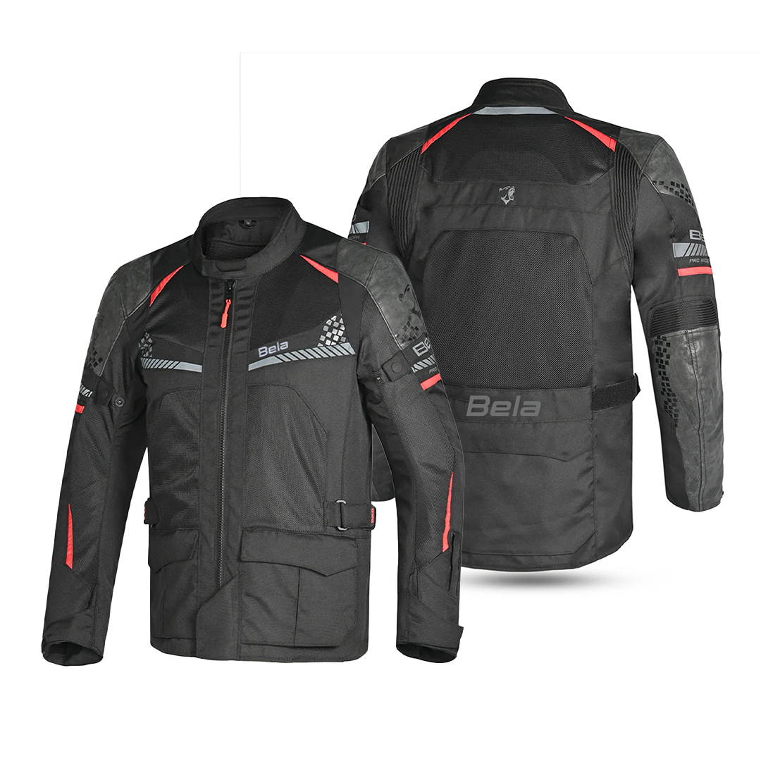 BELA Onsaker Motorcycle Textile touring Jacket Black Red