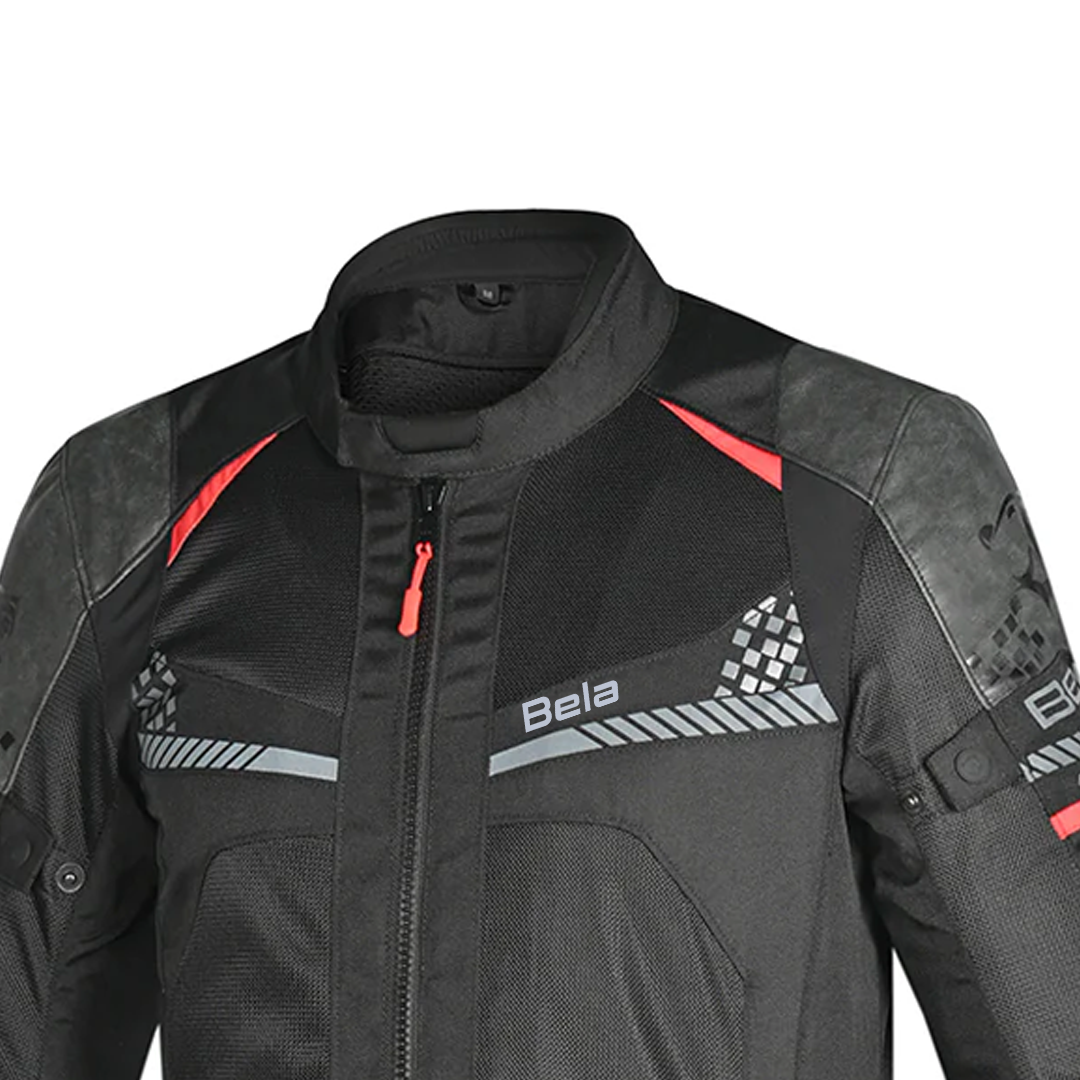 BELA Onsaker Motorcycle Textile touring Jacket Black Red