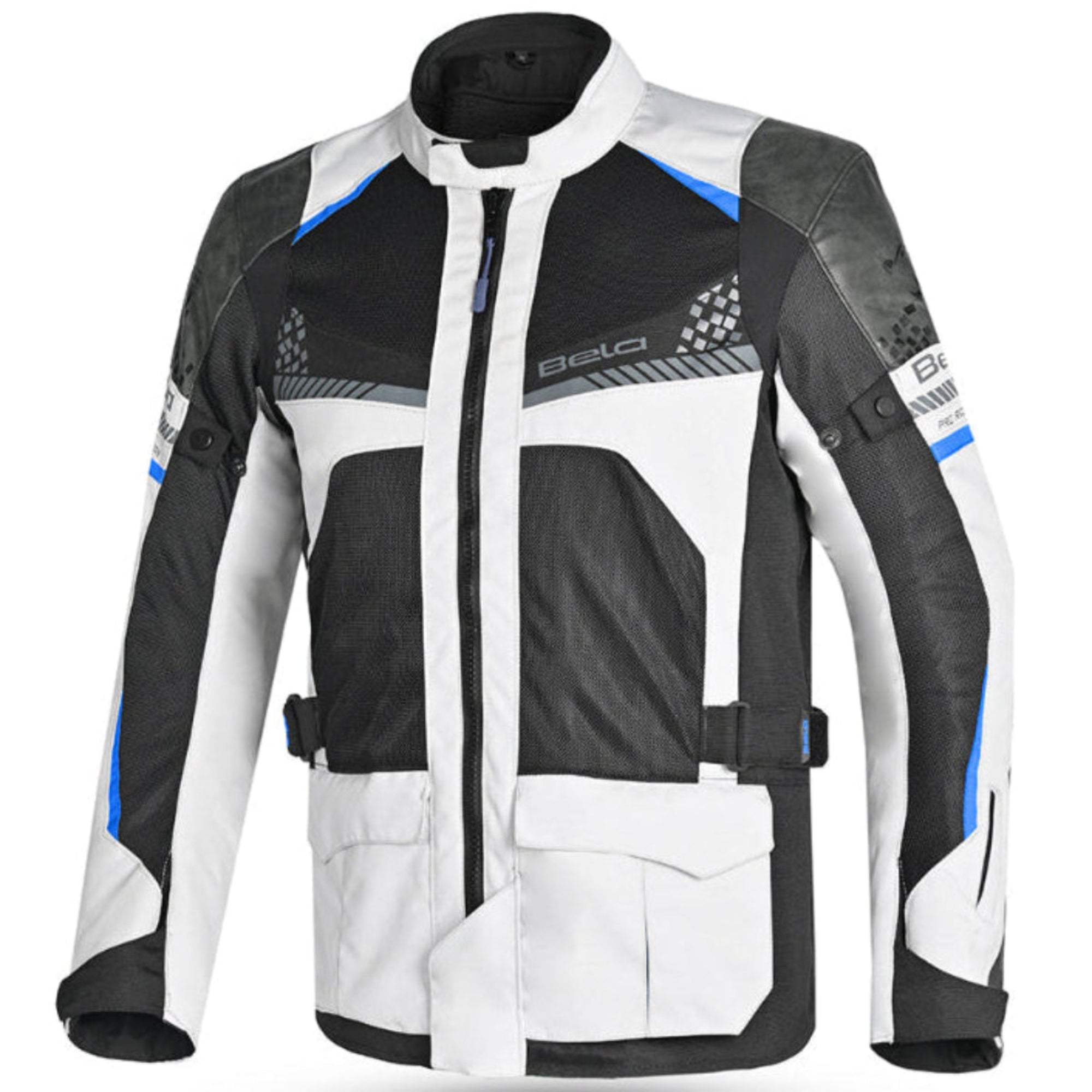 BELA Onsaker Motorcycle Textile Jacket - White Black Blue 