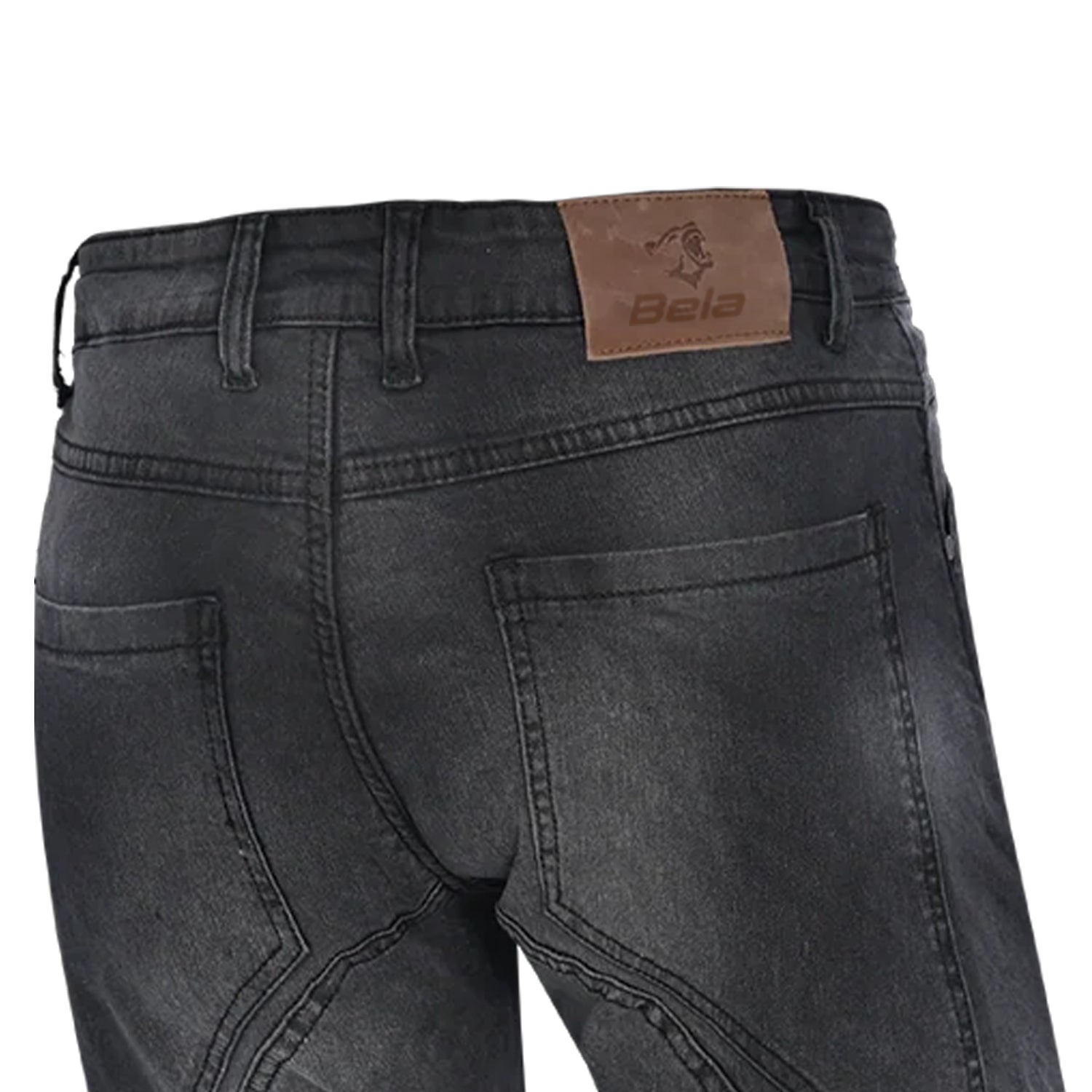 BELA ROCKER MEN MOTORCYCLE DENIM JEANS 34L BLACK SPRAY