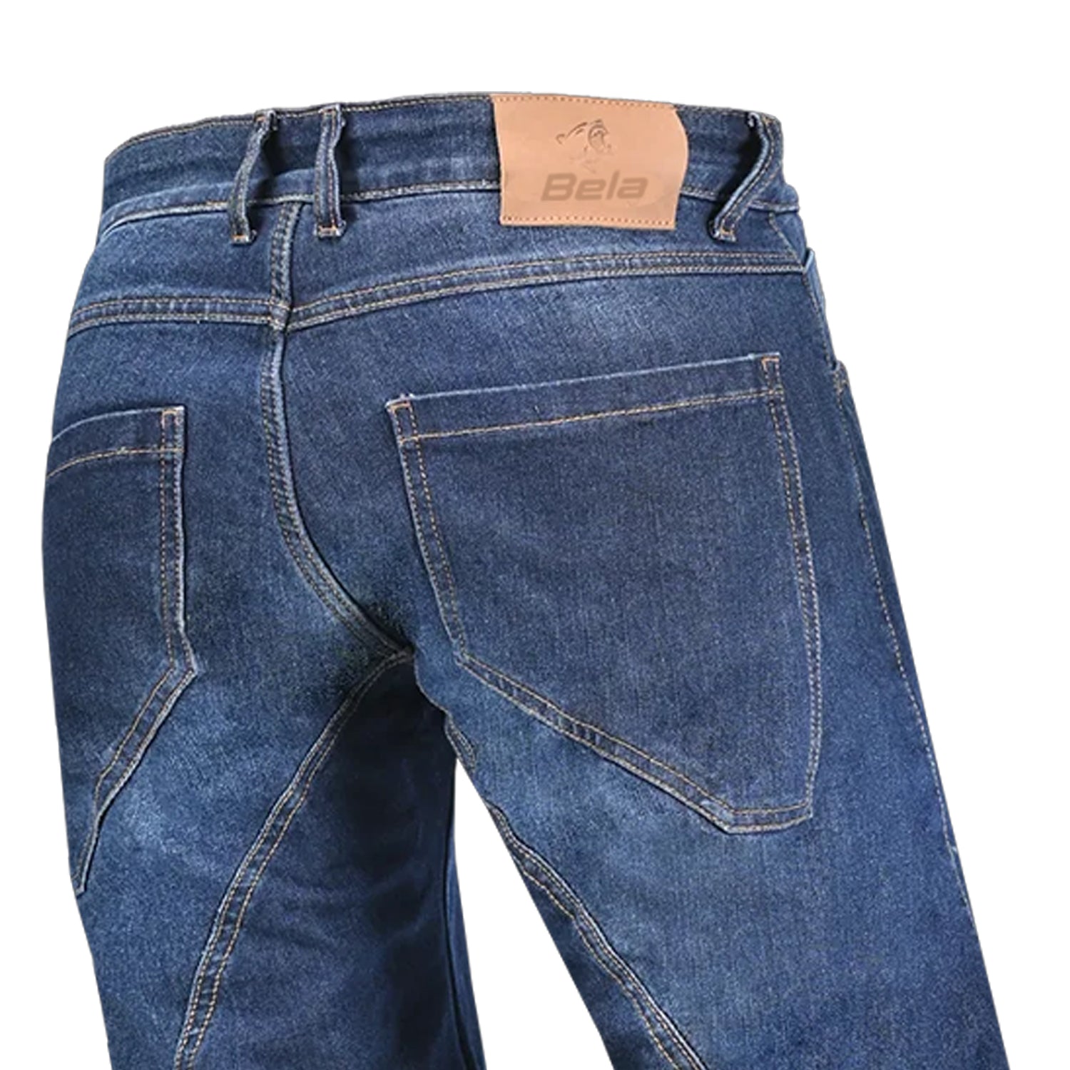 BELA ROCKER MEN MOTORCYCLE DENIM JEANS 34L BLUE SPRAY
