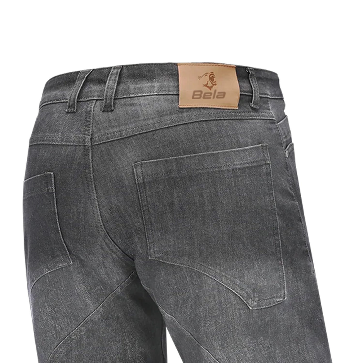 BELA ROCKER MEN MOTORCYCLE DENIM JEANS 34L GREY SPRAY
