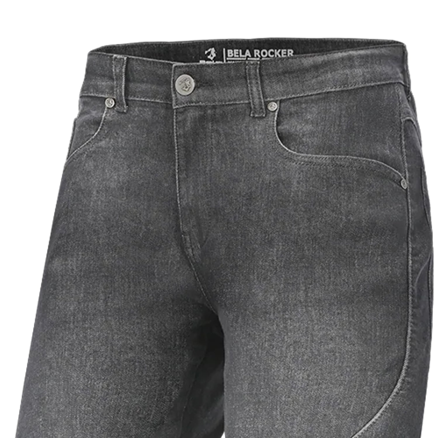 BELA ROCKER MEN MOTORCYCLE DENIM JEANS 34L GREY SPRAY