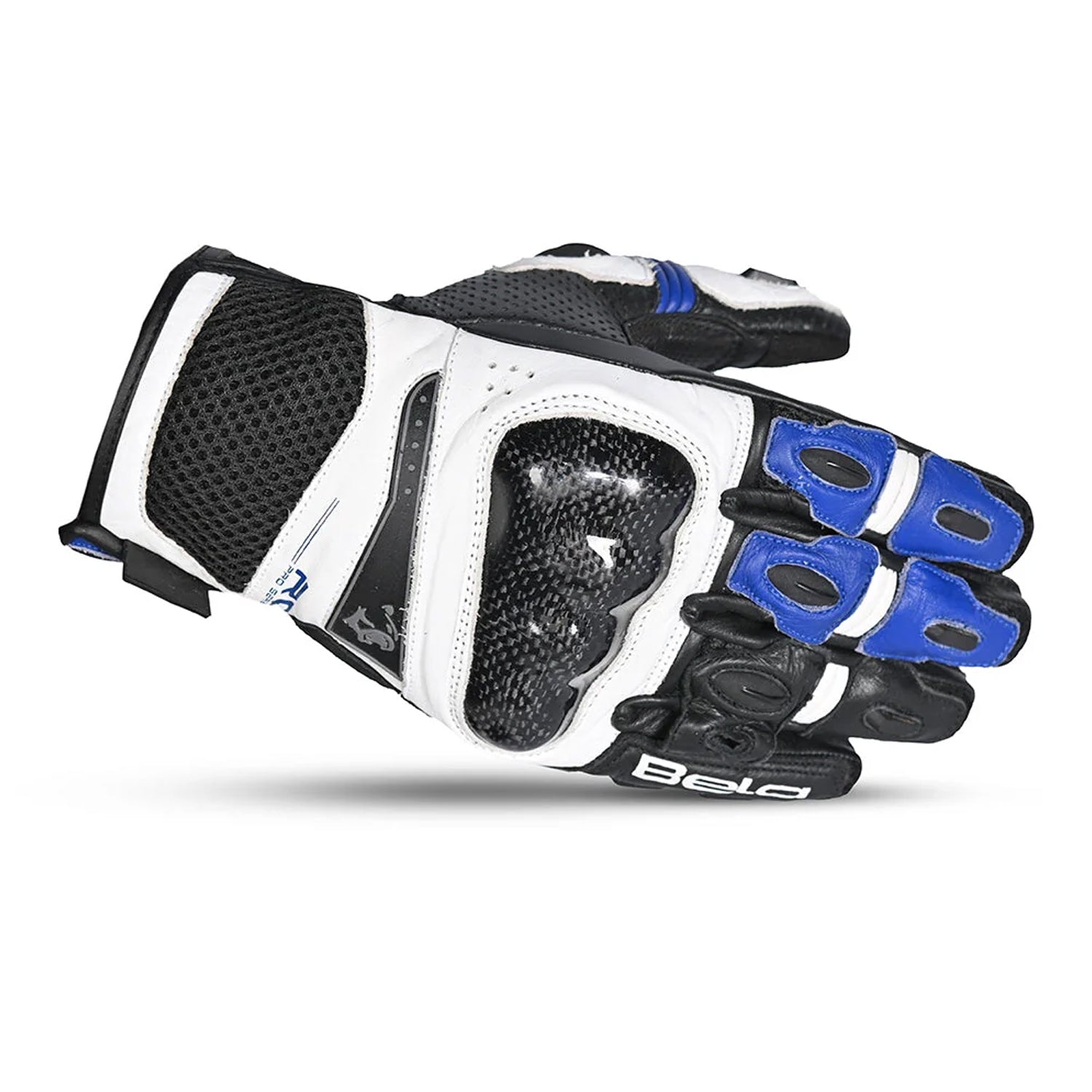 BELA Rocket Short Motorcycle Racing Gloves White Blue Black
