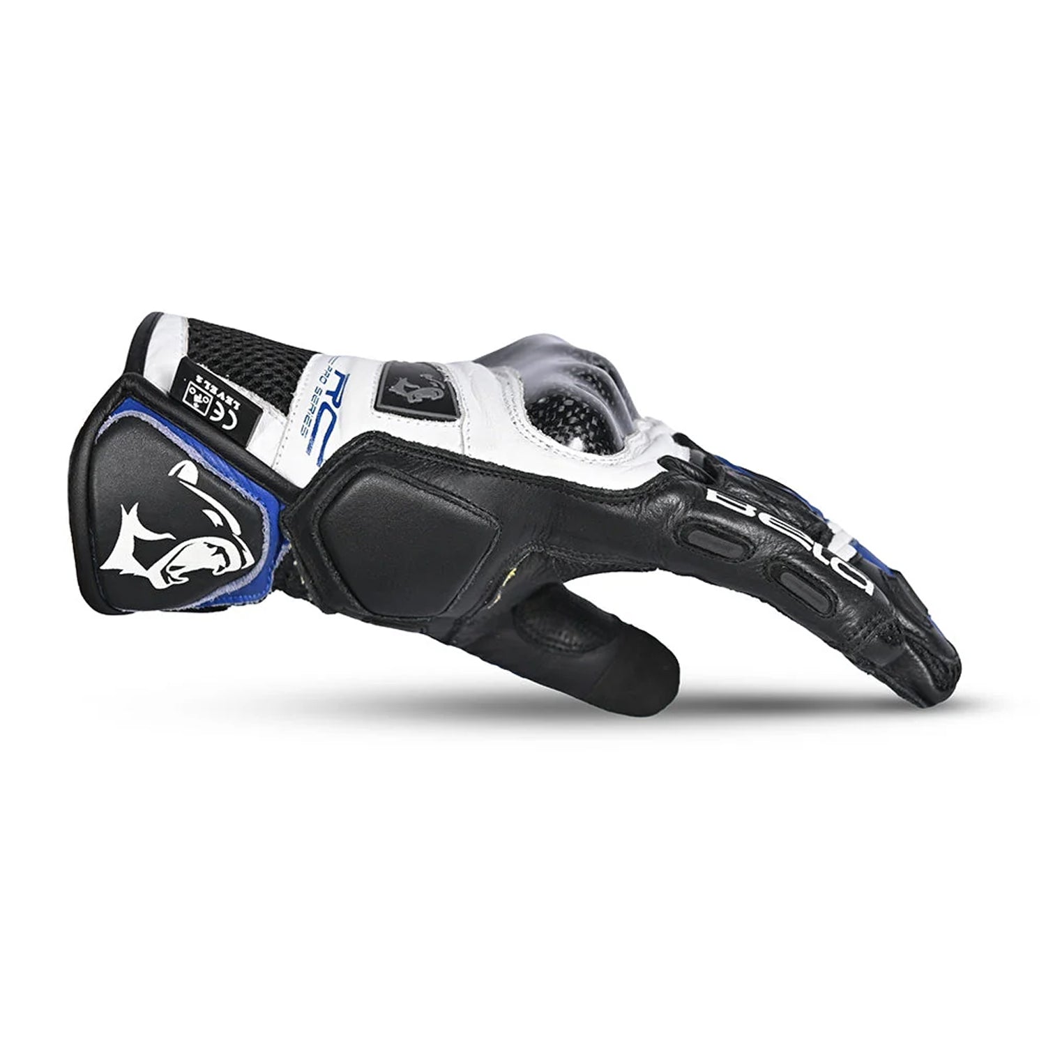 BELA Rocket Short Motorcycle Racing Gloves White Blue Black