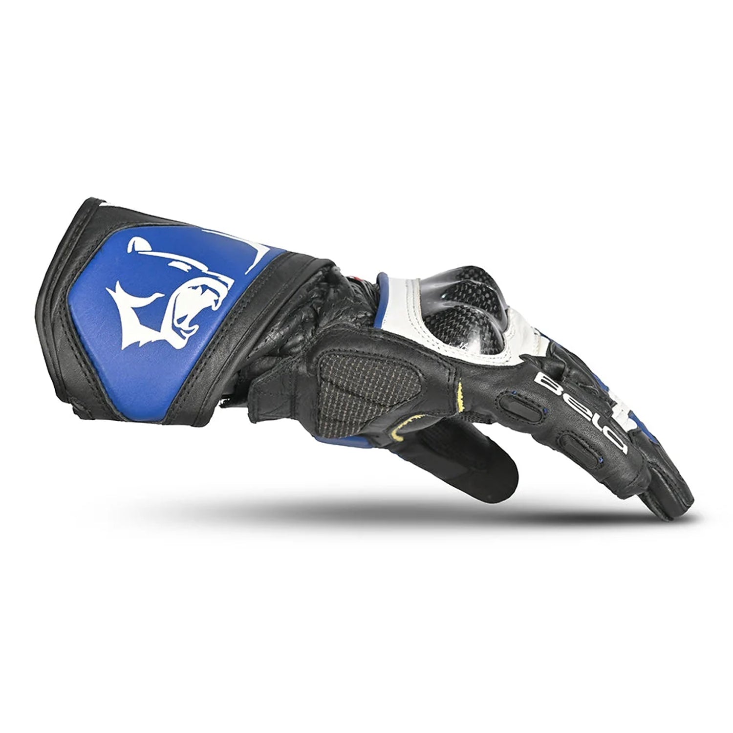 BELA Rocket Long Motorcycle Racing Gloves White Blue Black