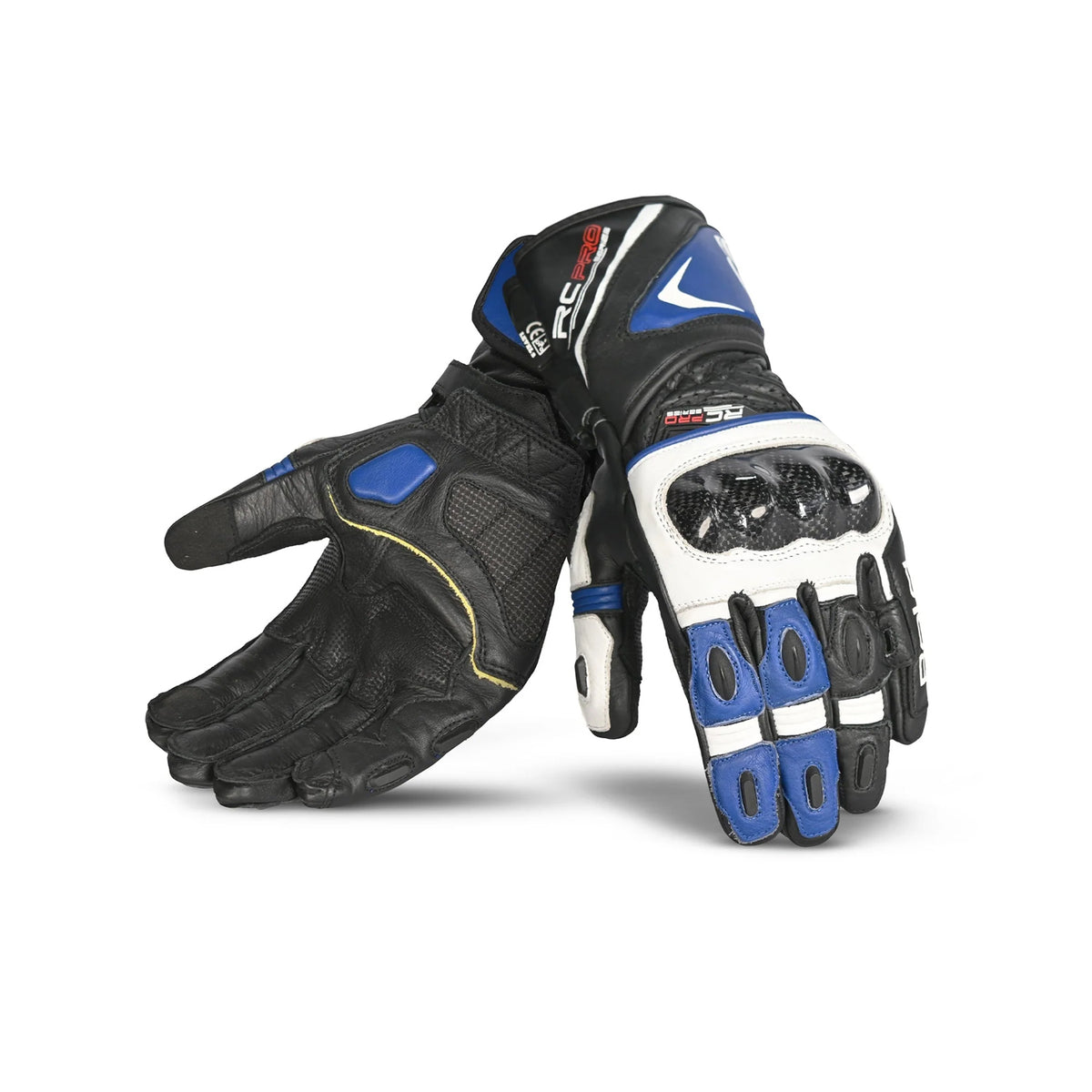 BELA Rocket Long Motorcycle Racing Gloves White Blue Black
