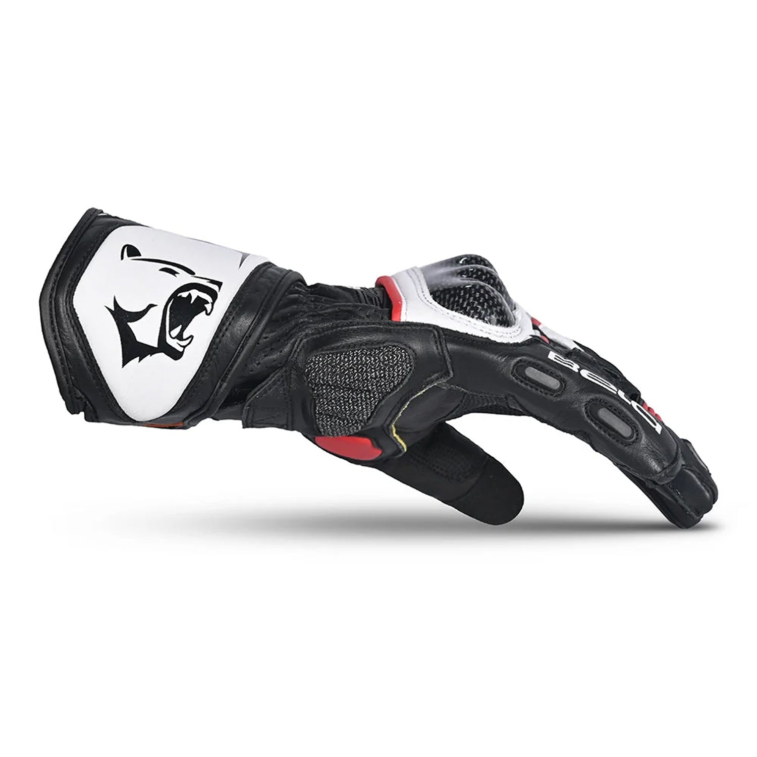 BELA Rocket Long Motorcycle Gloves White/Red/Black