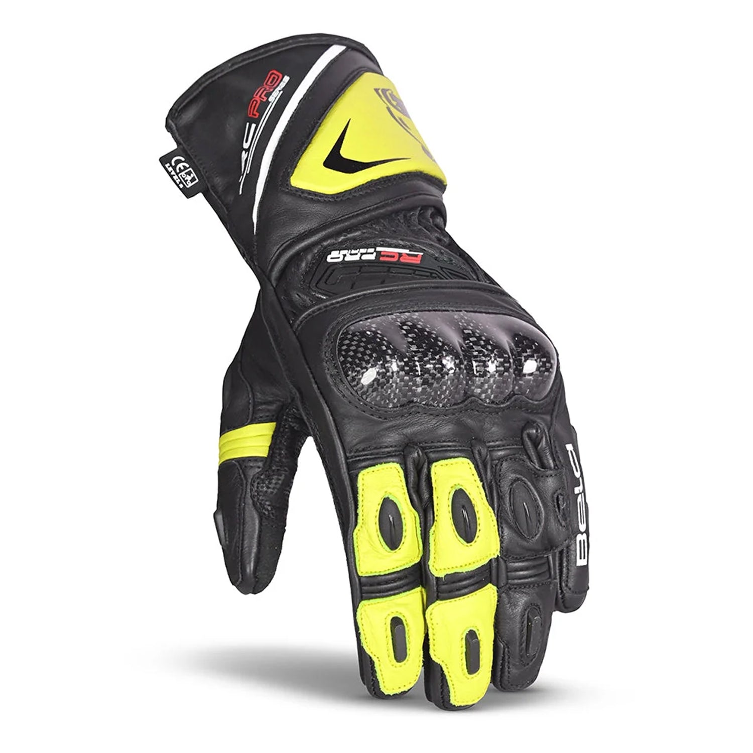 Bela Rocket Long  Racing Gloves  Black Yellow Flouro
