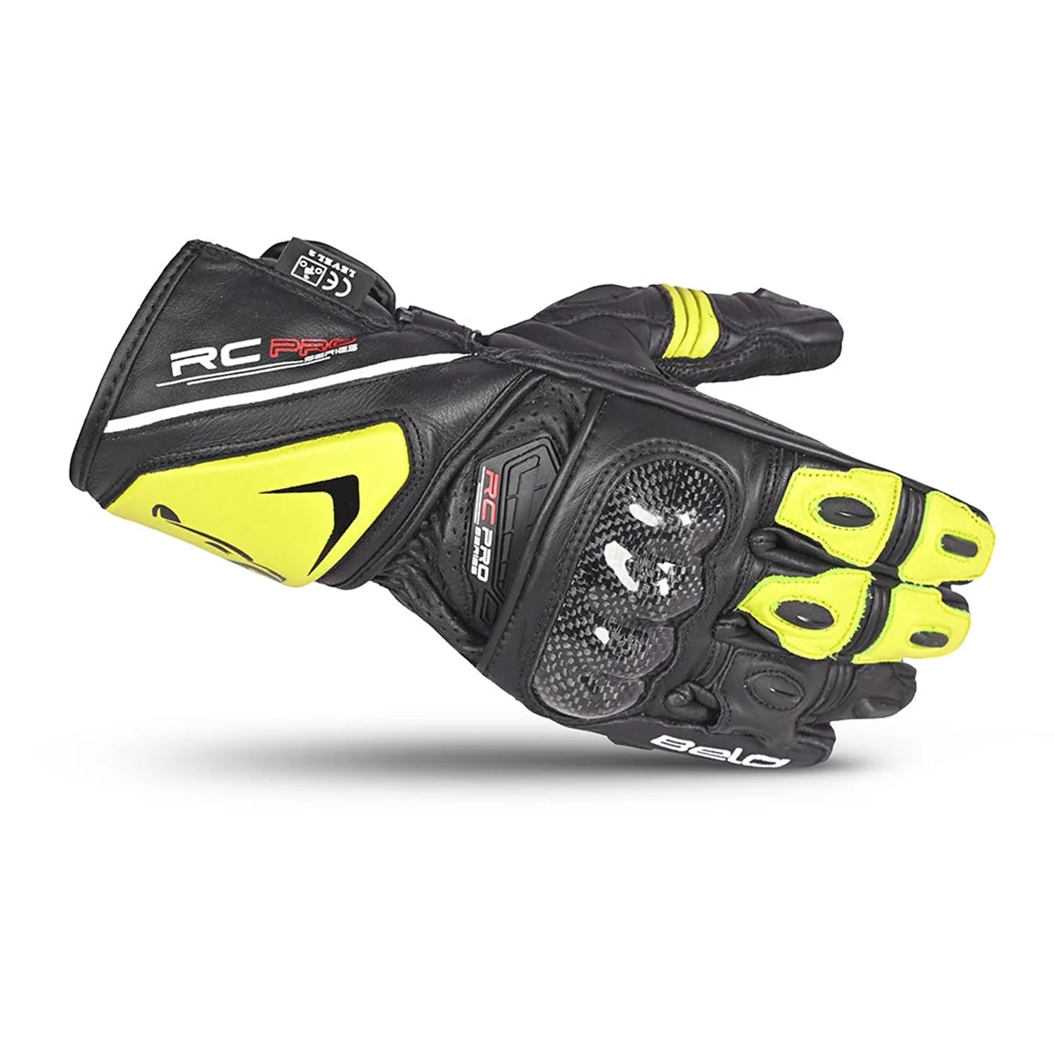 Bela Rocket Long  Racing Gloves  Black Yellow Flouro