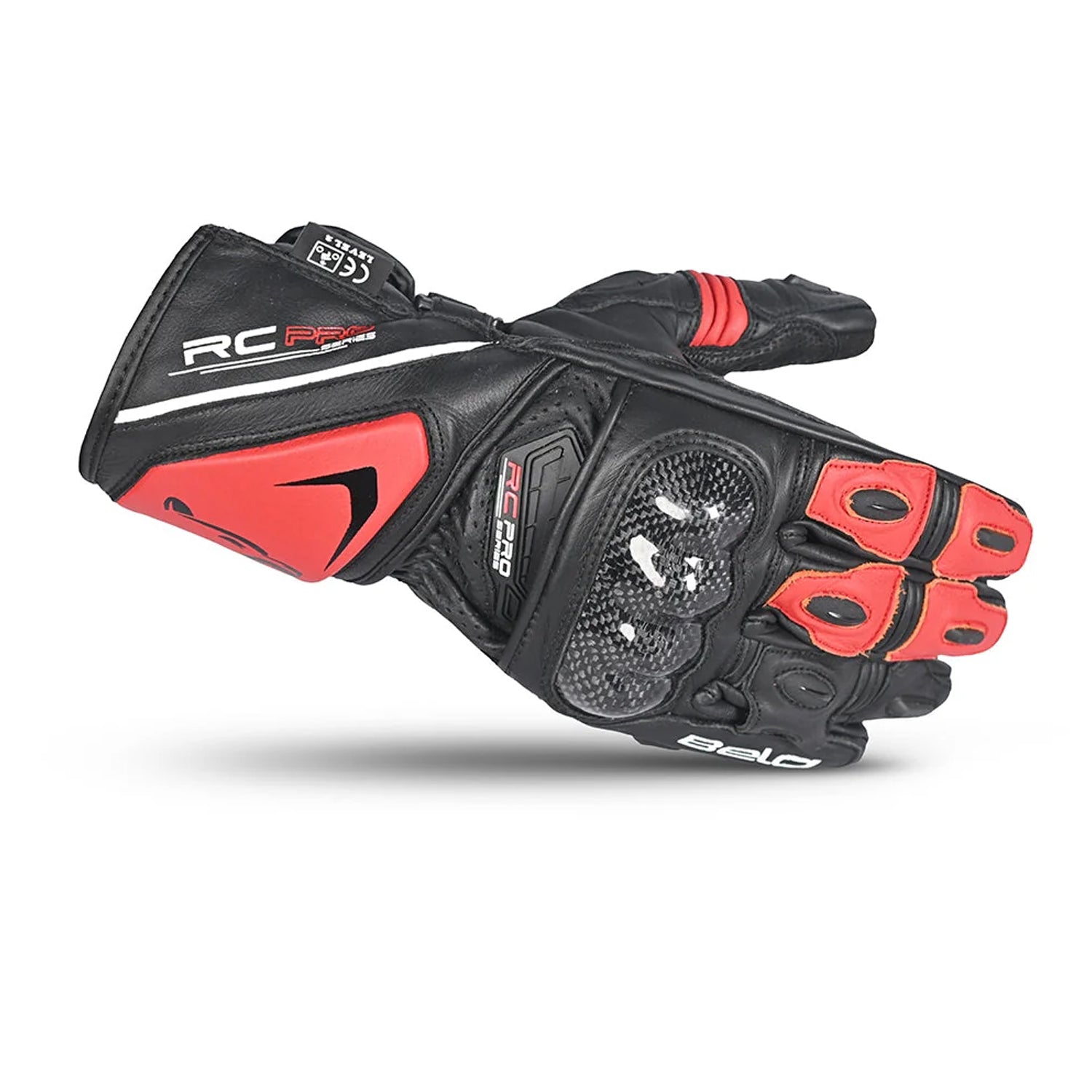 BELA Rocket Long Motorbike Gloves Black Red