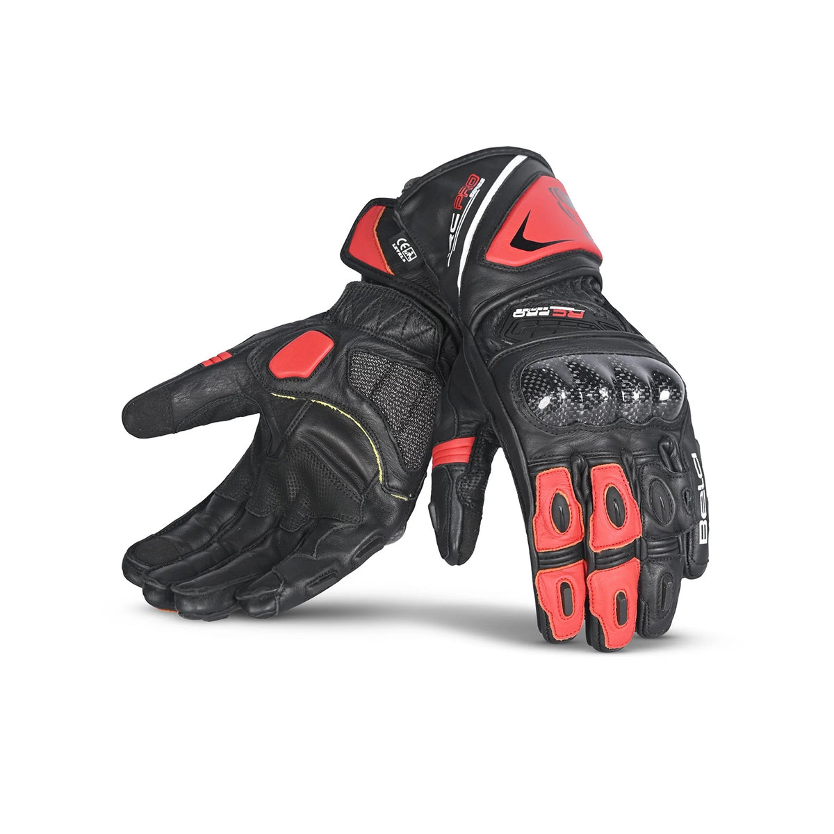 BELA Rocket Long Motorbike Gloves Black Red