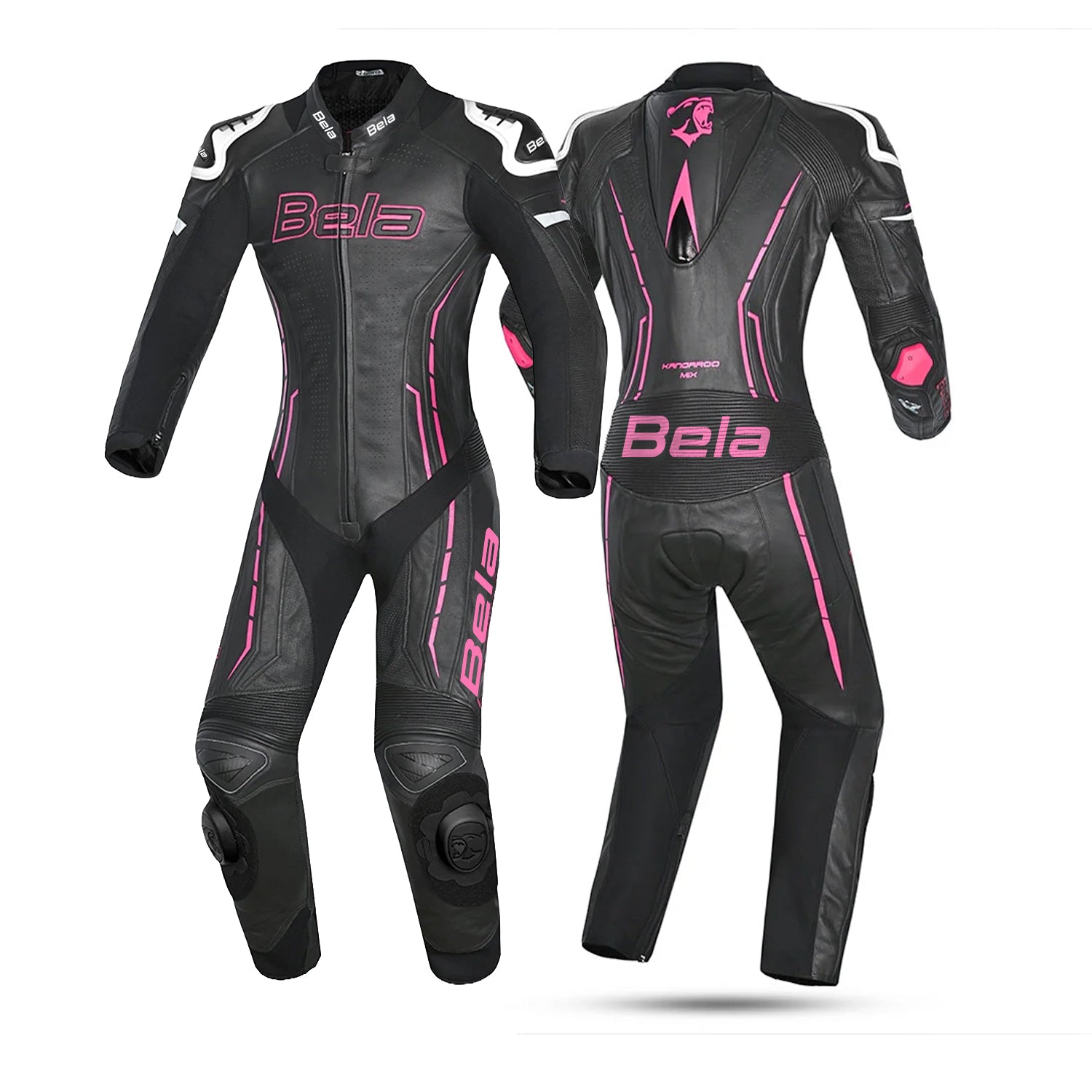 BELA Rocket Lady Mix Kangaroo 1-PC Motorcycle racing Suits White/Black/Pink