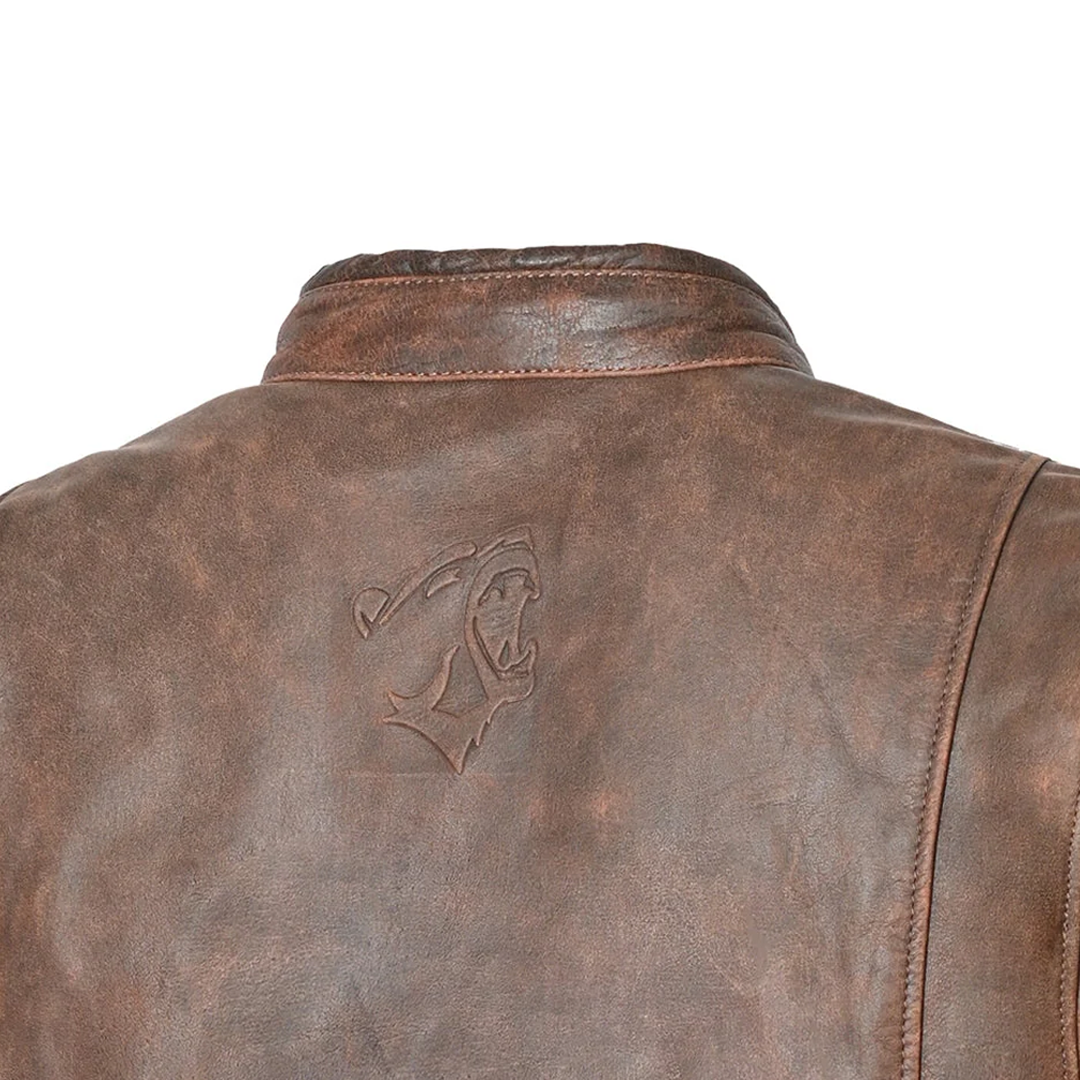 BELA Royal Rider Leather Motorcycle Jacket Vintage Brown Beige