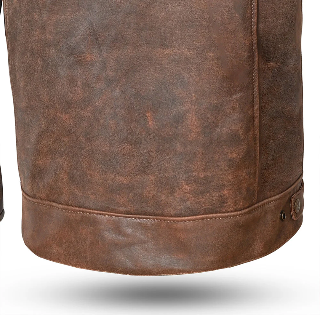 BELA Royal Rider Leather Motorcycle Jacket Vintage Brown Beige