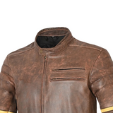 BELA Royal Rider Leather Motorcycle Jacket Vintage Brown Beige