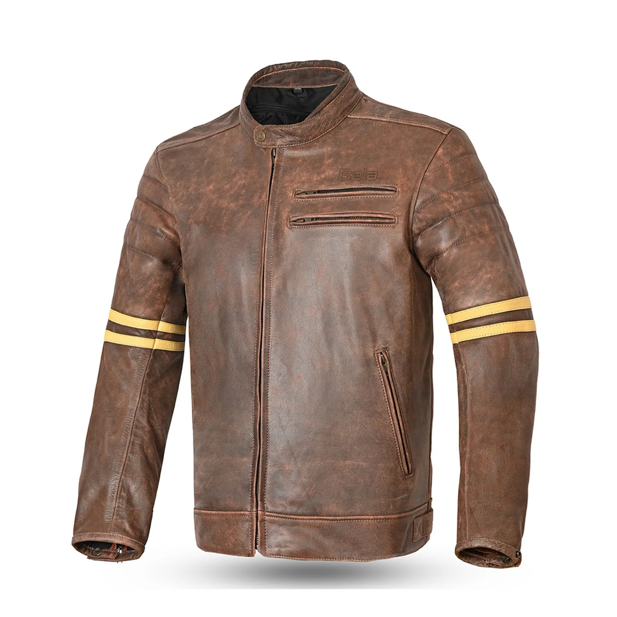 BELA Royal Rider Leather Motorcycle Jacket Vintage Brown Beige