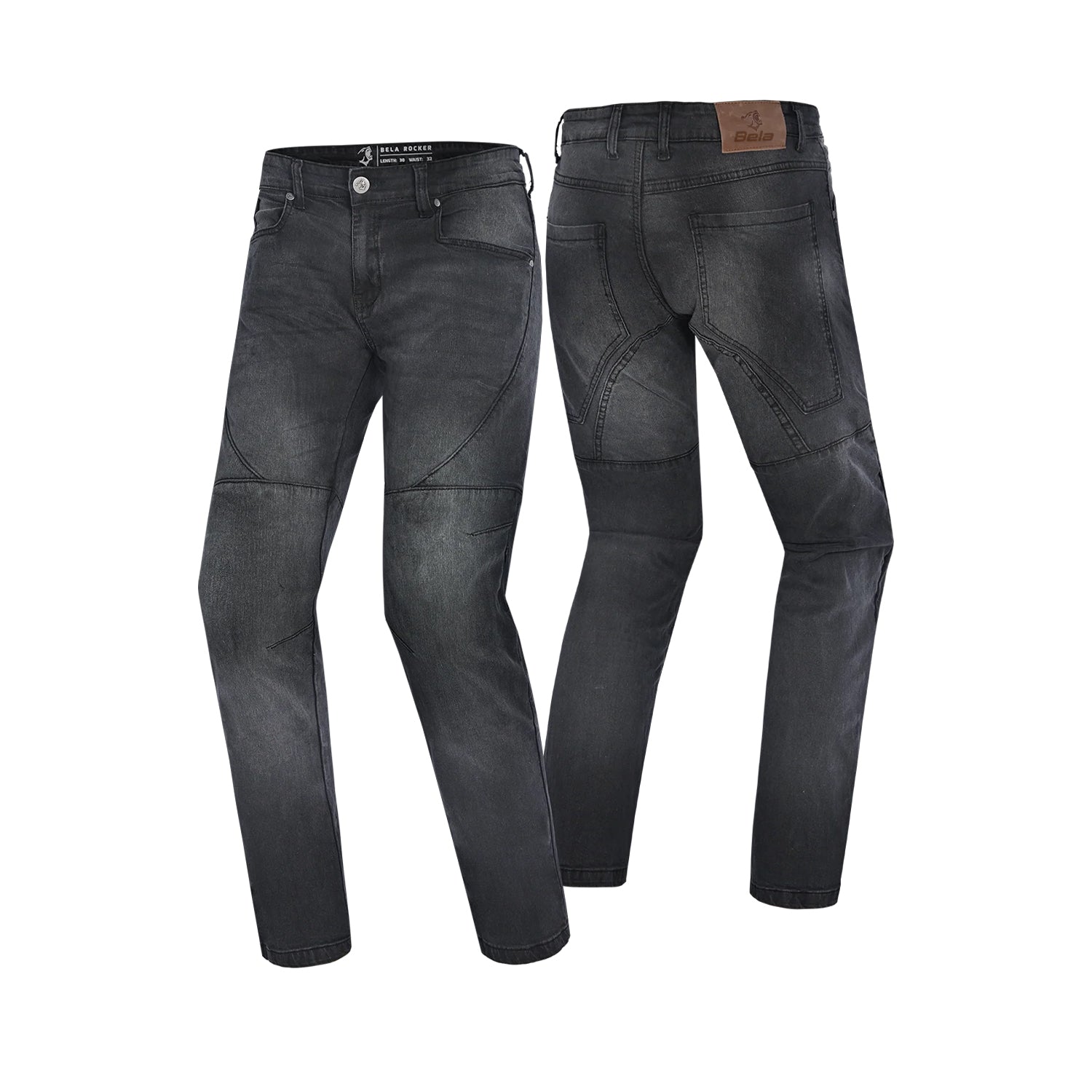 BELA Rocker Men Motorcycle Denim Jeans Black