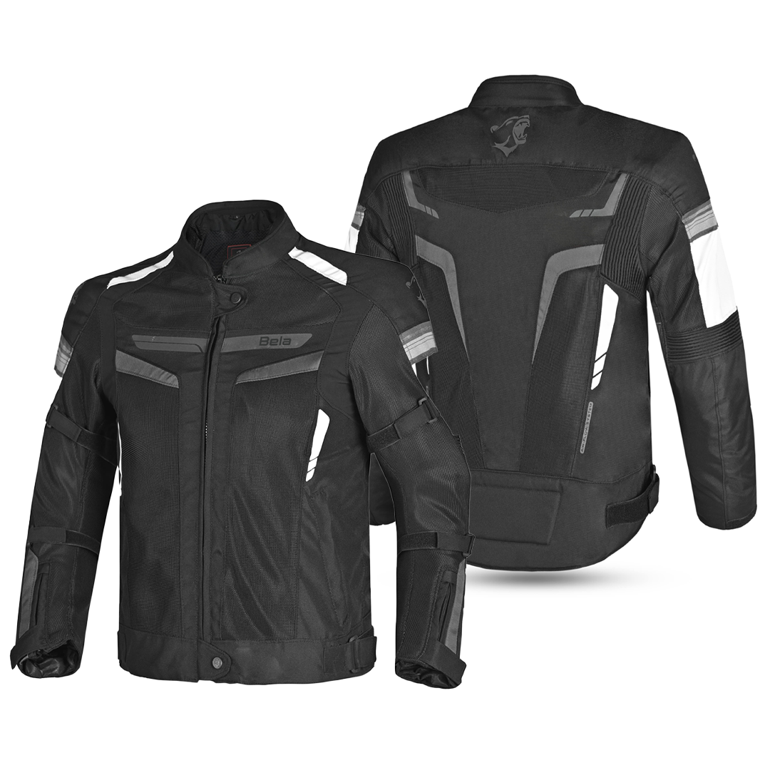 BELA Sprinter Textile Motorbike Jacket Black/White/Grey