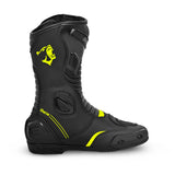 BELA STRIP MOTORCYCLE RACING LEATHER BOOTS BLACK YELLOW FLURO
