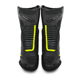BELA STRIP MOTORCYCLE RACING LEATHER BOOTS BLACK YELLOW FLURO
