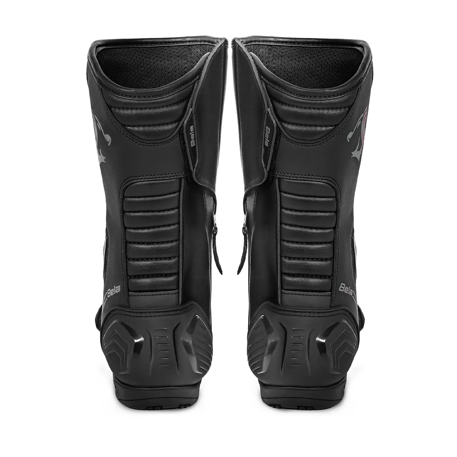 BELA STRIP MOTORCYCLE RACING LEATHER BOOTS BLACK GREY