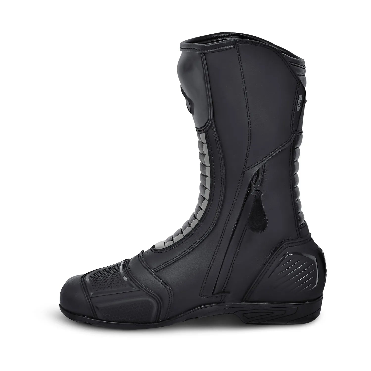 BELA STRIP MOTORCYCLE RACING LEATHER BOOTS BLACK GREY