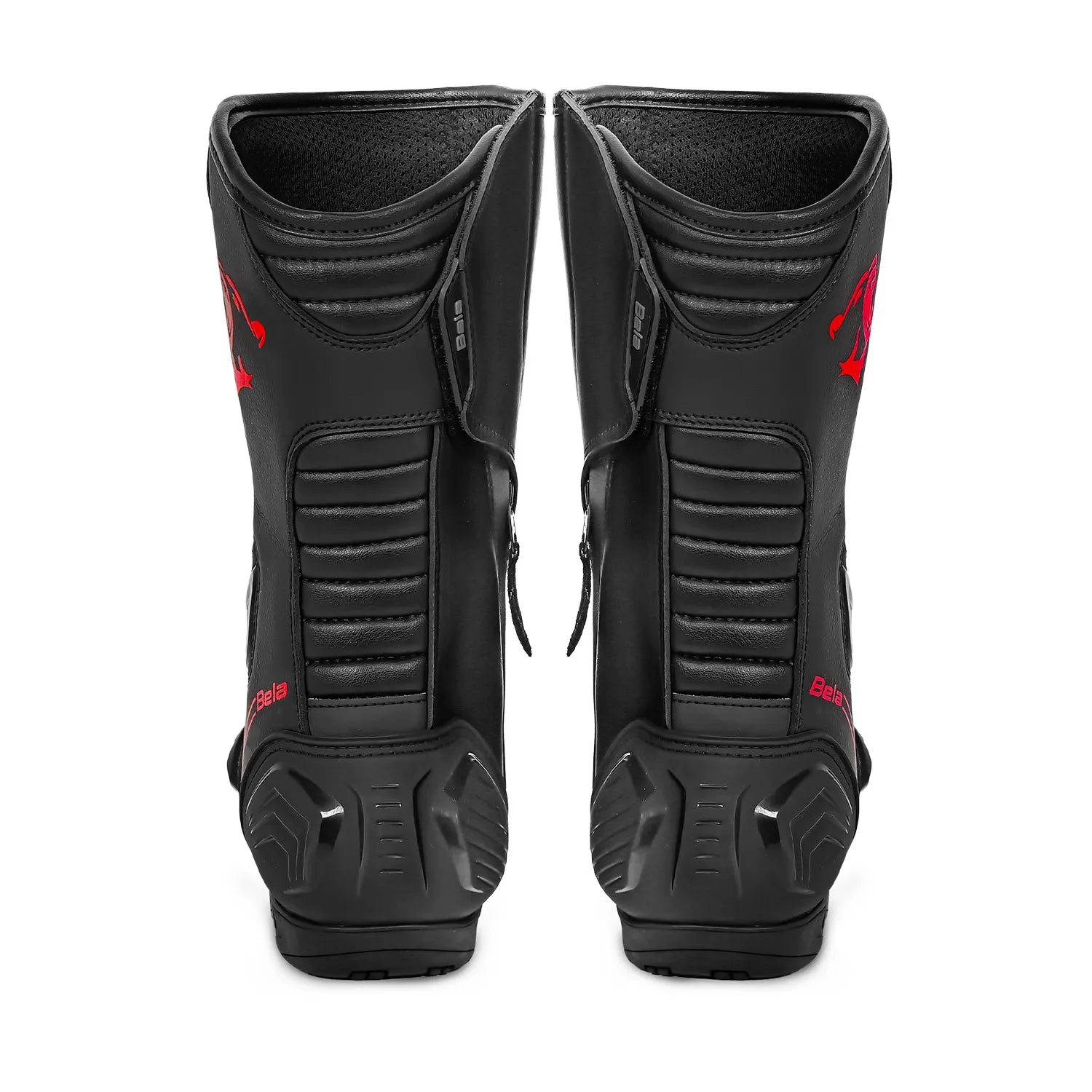 BELA STRIP MOTORCYCLE RACING BOOTS BLACK RED