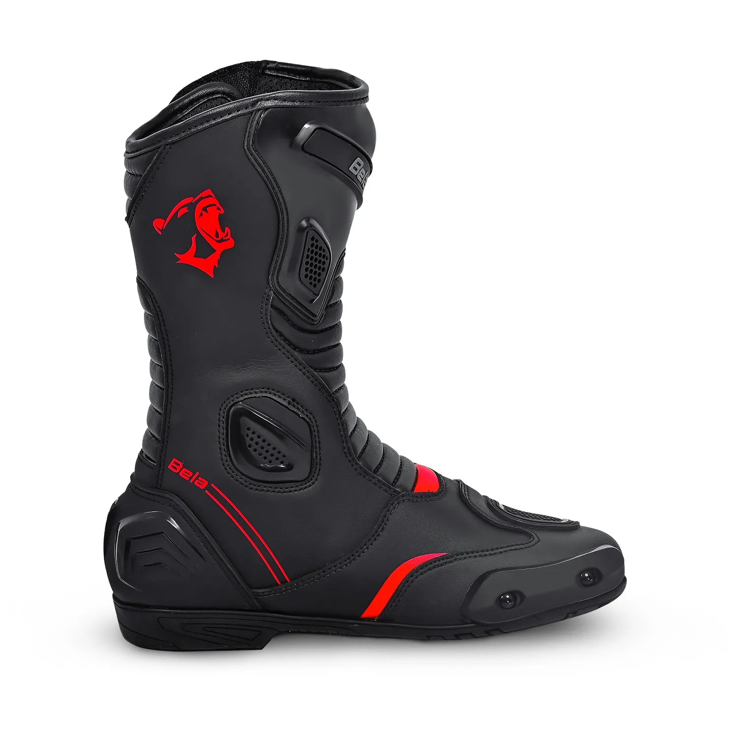 BELA STRIP MOTORCYCLE RACING BOOTS BLACK RED