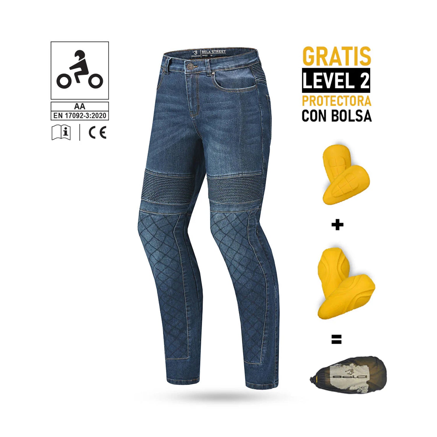 BELA Street Lady Motorcycle Jeans Blue CE Approved