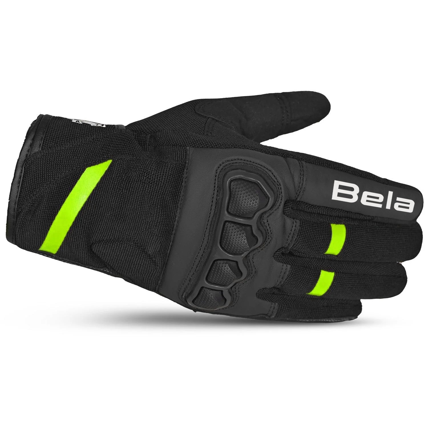 BELA Tracker Motorbike Gloves  Black Yellow Flouro