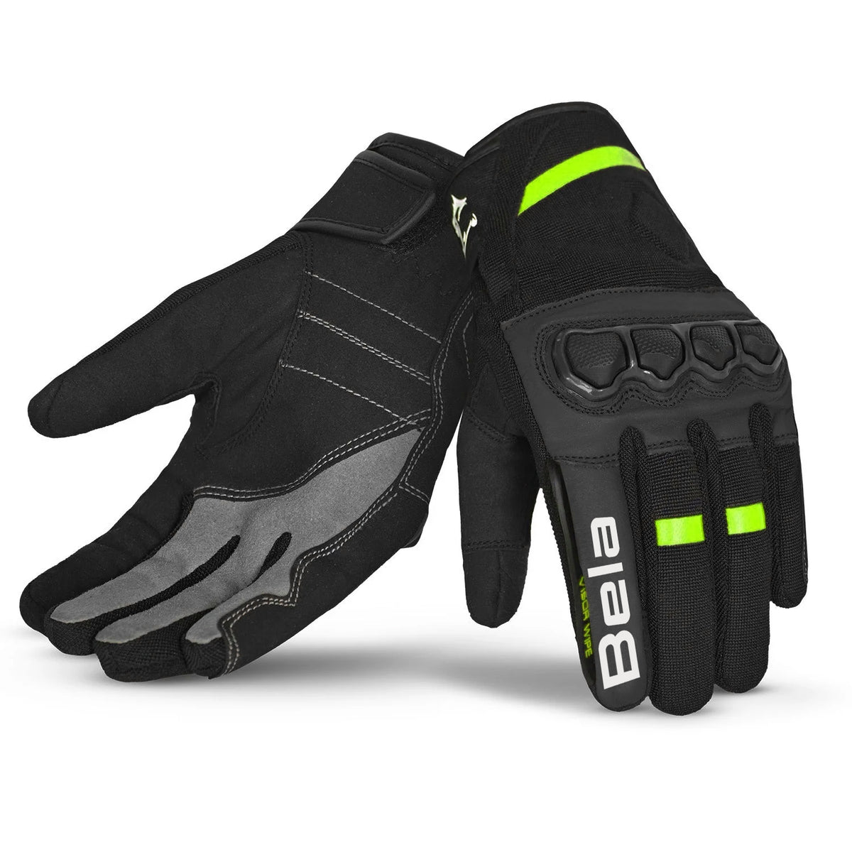 BELA Tracker Motorbike Gloves  Black Yellow Flouro