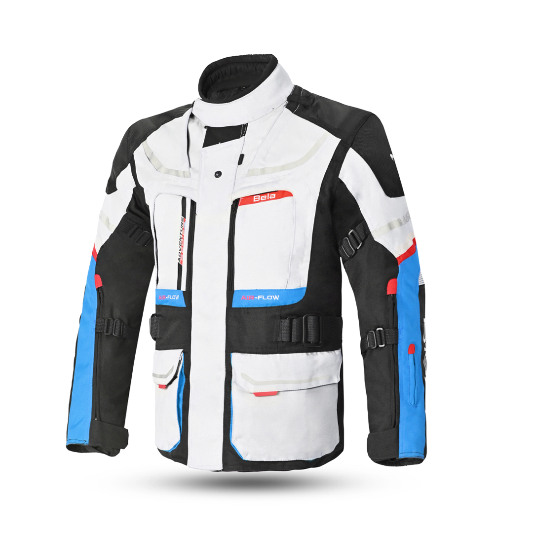 Bela Transformer Motorcycle Touring Water-Resistant Jacket Ice Black Blue