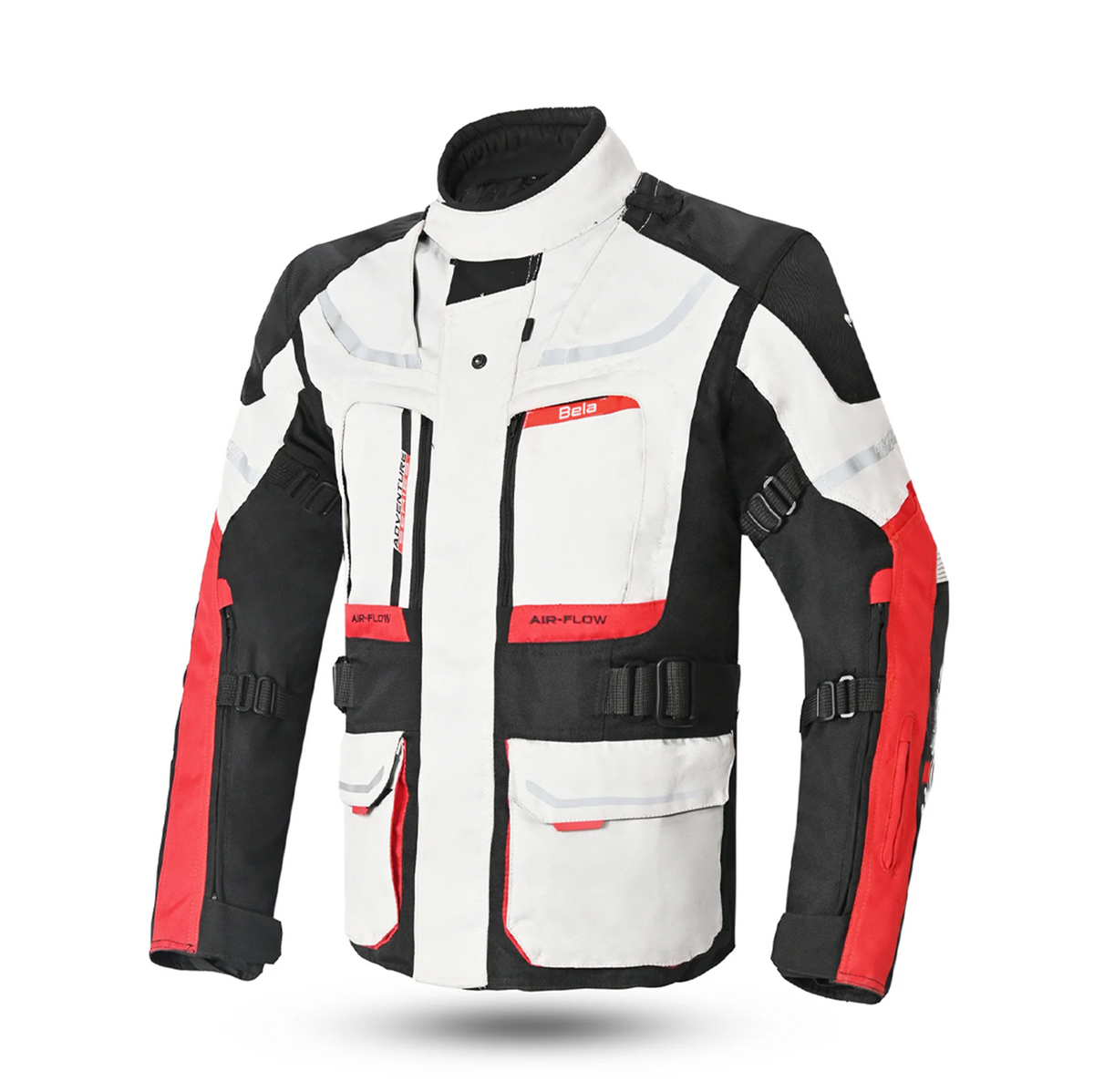 Bela Transformer Motorcycle Touring Jacket Ice Black Red