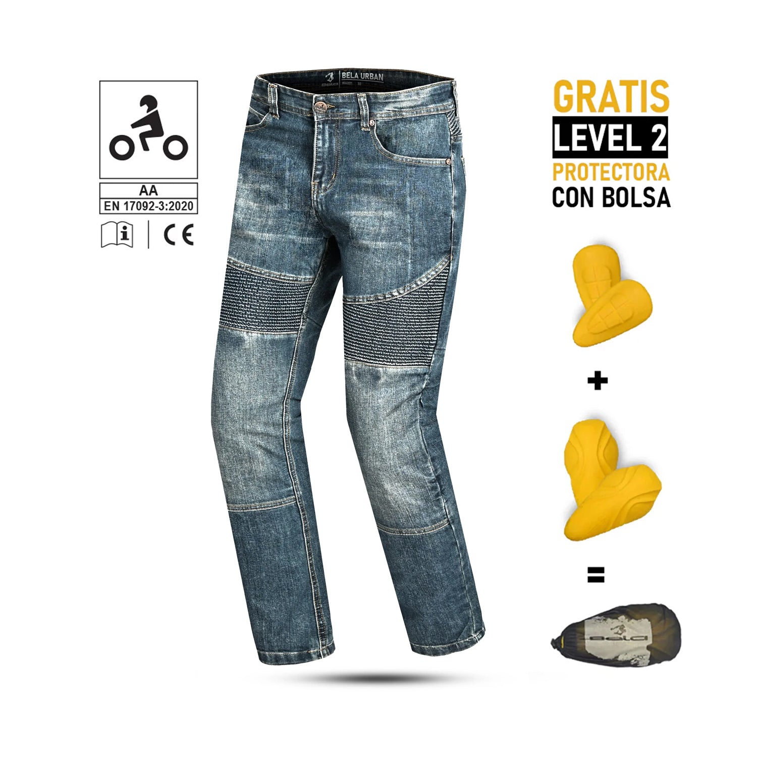 BELA URBAN LADY MOTORCYCLE JEANS KHAKI BLUE TINT