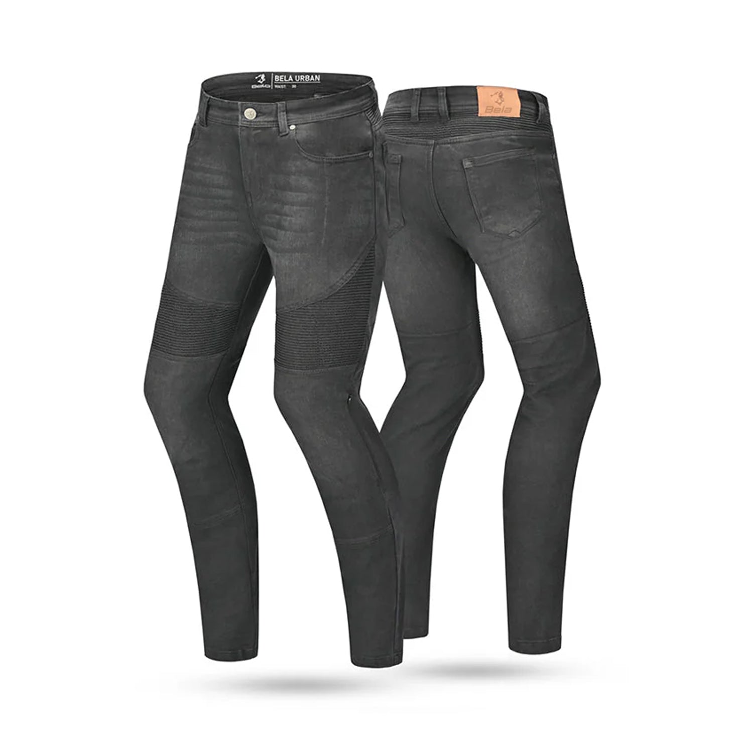 BELA URBAN LADY MOTORCYCLE DENIM JEANS BLACK SPRAY