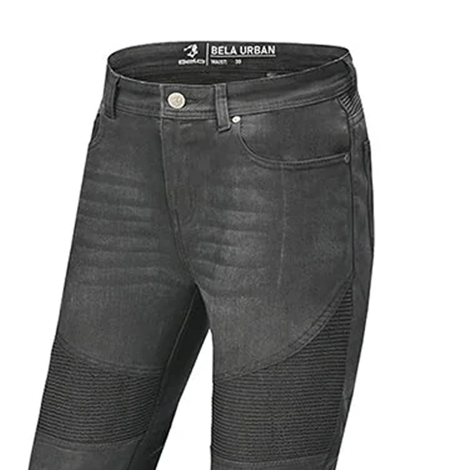 BELA URBAN LADY MOTORCYCLE DENIM JEANS BLACK SPRAY
