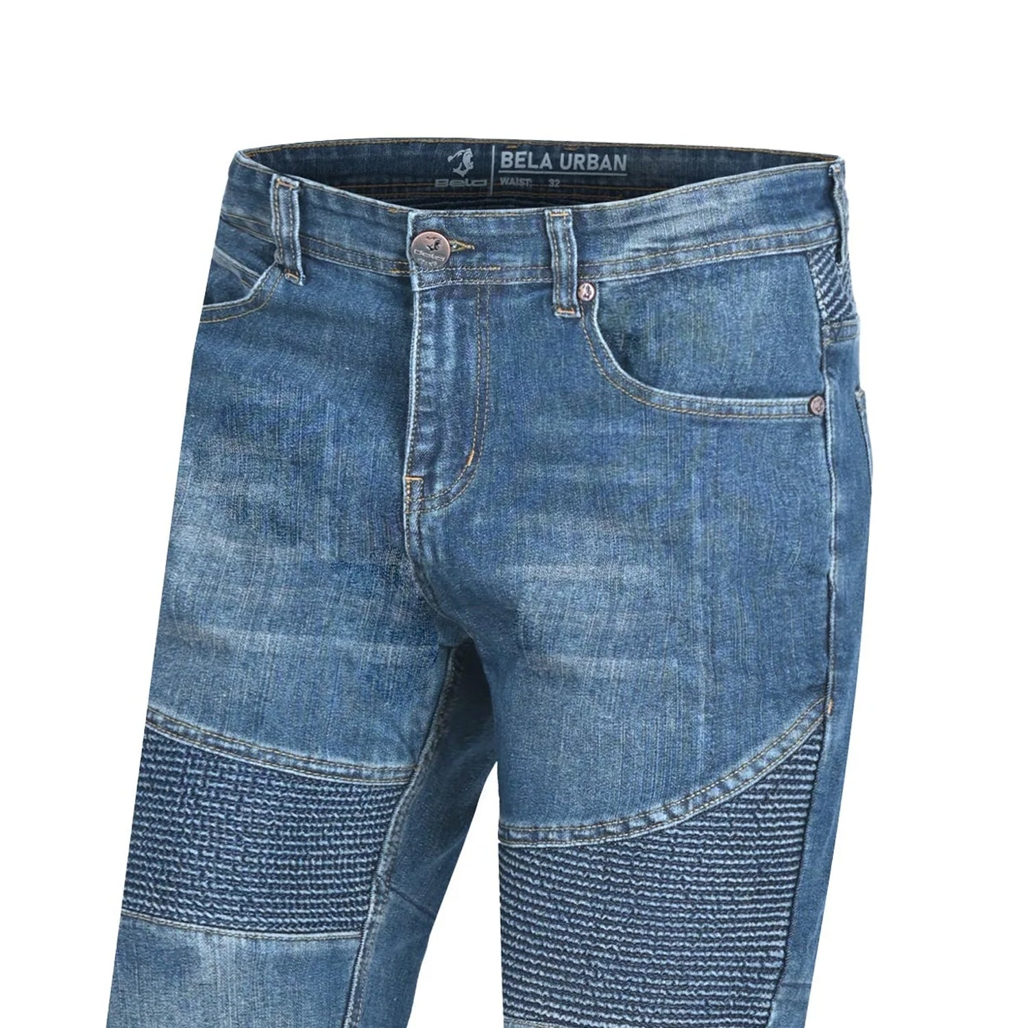 BELA URBAN LADY MOTORCYCLE DENIM JEANS BLUE SPRAY