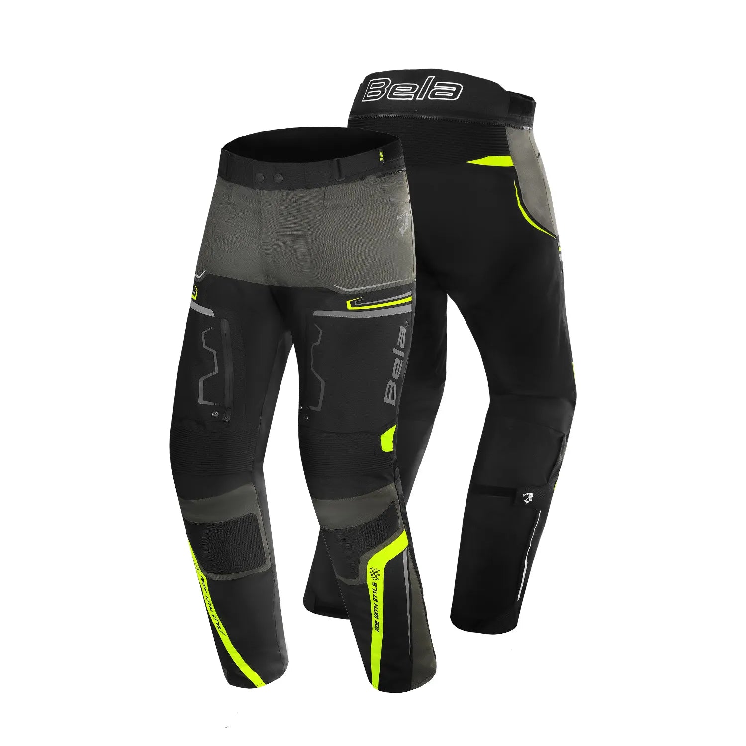 BELA WATSON PANTALON DE MOTO VERDE NEGRO