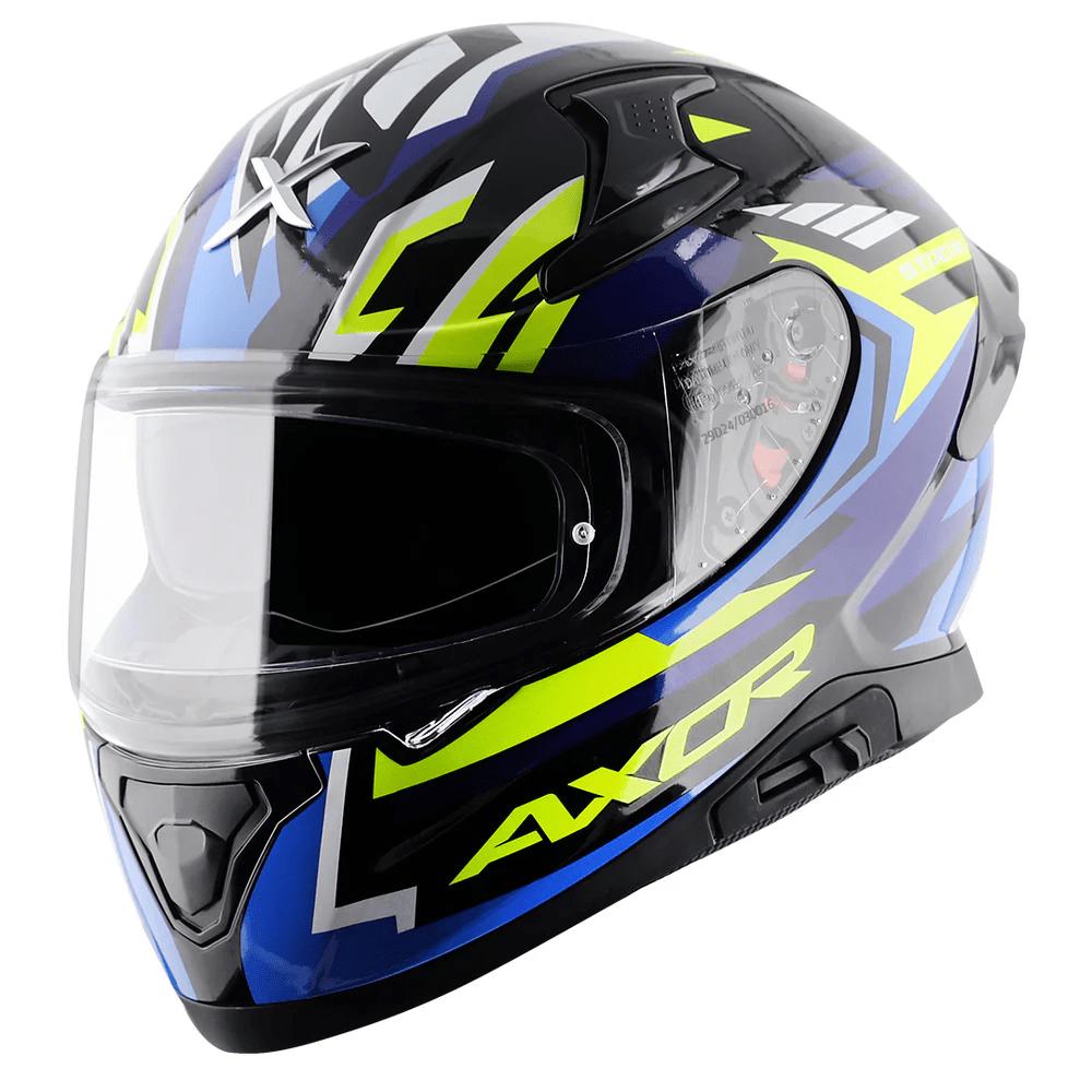 AXOR APEX STREAK FULL FACE MOTORCYCLE HELMET BLACK BLUE