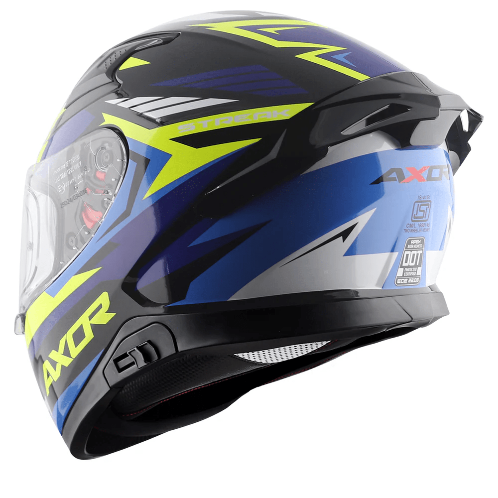 AXOR APEX STREAK FULL FACE MOTORCYCLE HELMET BLACK BLUE