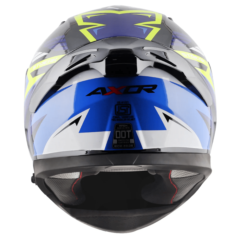 AXOR APEX STREAK FULL FACE MOTORCYCLE HELMET BLACK BLUE