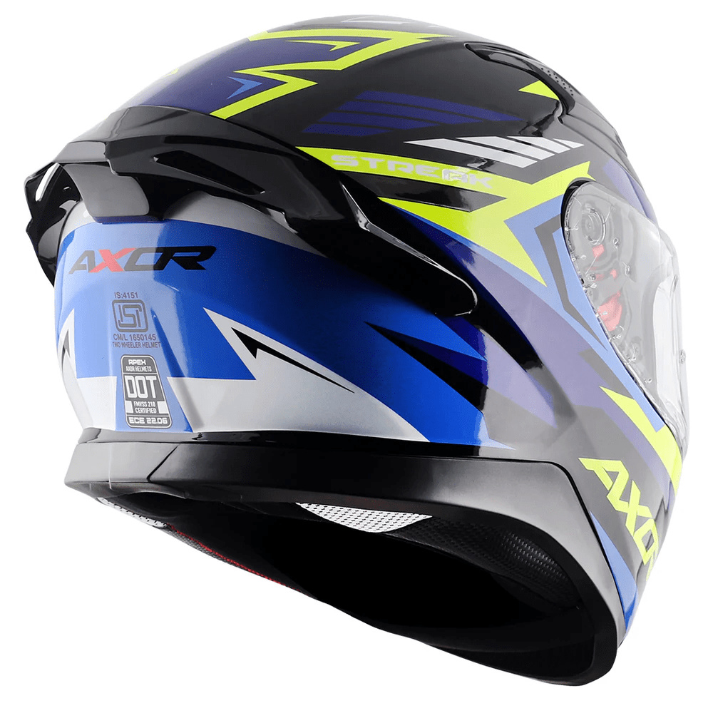 AXOR APEX STREAK FULL FACE MOTORCYCLE HELMET BLACK BLUE